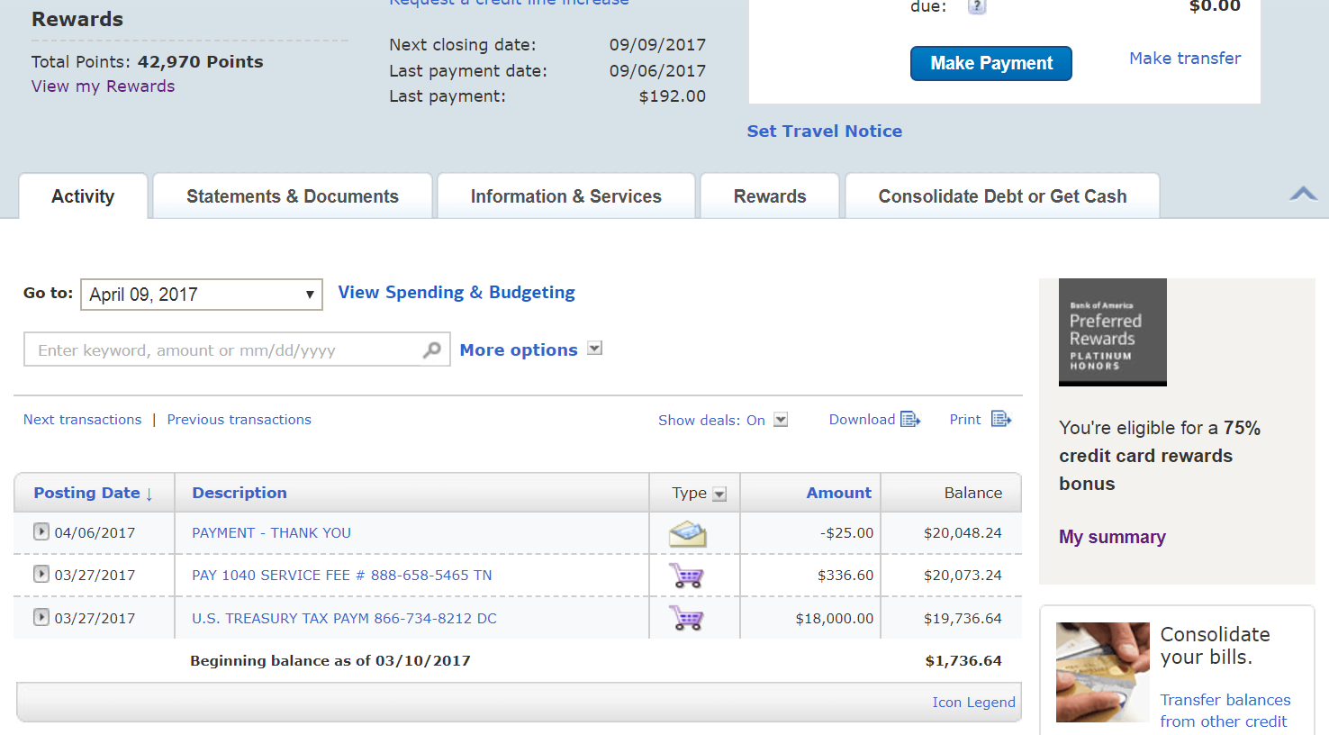 Bank of America purchase APR offer